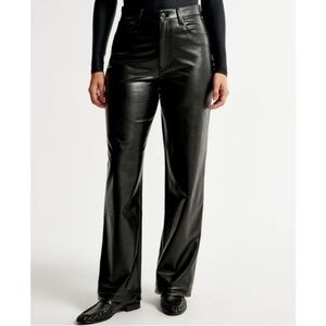 NWT Abercrombie & Fitch Curve Love Loose High Rise Black Faux Leather Pants